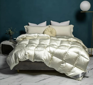 Light Pink Champagne Goose Down Comforter Fluffy Cozy Jacquard Bedding Set
